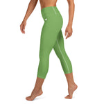 YAKWARY Green Yoga Capri Leggings With Pocket