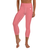 YAKWARY Pink Yoga Capri Leggings Without Pocket