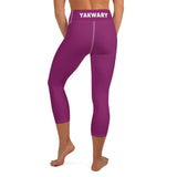 YAKWARY Pink Yoga Capri Leggings Without Pocket