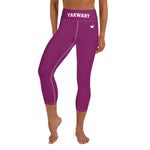 YAKWARY Pink Yoga Capri Leggings Without Pocket