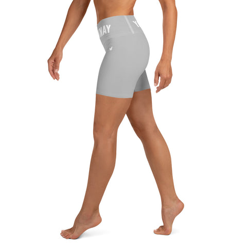 YAKWARY Women Gray Yoga Shorts With Pocket