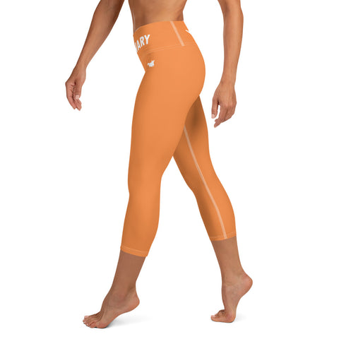 YAKWARY Orange Yoga Capri Leggings With Pocket