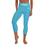 YAKWARY Blue Yoga Capri Leggings Without Pocket