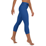 YAKWARY Blue Yoga Capri Leggings With Pocket