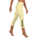 YAKWARY Yellow Yoga Capri Leggings Without Pocket