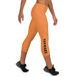 YAKWARY Women Orange Capri Leggings