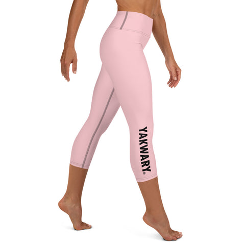 YAKWARY Pink Yoga Capri Leggings With Pocket