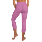 YAKWARY Pink Yoga Capri Leggings Without Pocket