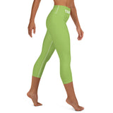 YAKWARY Green Yoga Capri Leggings Without Pocket