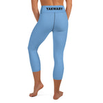 YAKWARY Blue Yoga Capri Leggings With Pocket