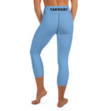 YAKWARY Blue Yoga Capri Leggings With Pocket