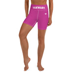 YAKWARY Women Pink Yoga Shorts With Pocket