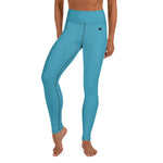 YAKWARY Blue Yoga Leggings Without Pocket