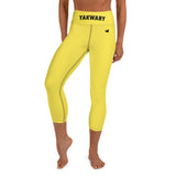 YAKWARY Yellow Yoga Capri Leggings With Pocket