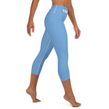 YAKWARY Blue Yoga Capri Leggings With Pocket