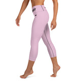 YAKWARY Pink Yoga Capri Leggings Without Pocket