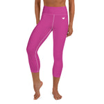 YAKWARY Pink Yoga Capri Leggings With Pocket