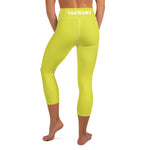 YAKWARY Green Yoga Capri Leggings Without Pocket