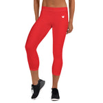 YAKWARY Women Red Capri Leggings