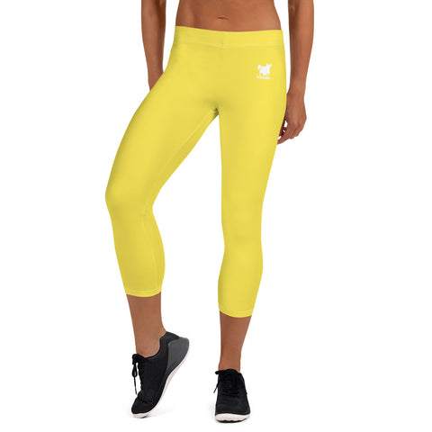 YAKWARY Women Yellow Capri Leggings