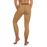 YAKWARY Brown Yoga Capri Leggings Without Pocket