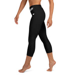 YAKWARY Black Yoga Capri Leggings With Pocket