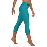 YAKWARY Turquoise Yoga Capri Leggings With Pocket