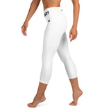 YAKWARY White Yoga Capri Leggings With Pocket