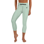 YAKWARY Turquoise Yoga Capri Leggings Without Pocket