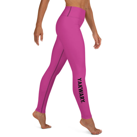 YAKWARY Pink Yoga Leggings With Pocket