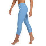 YAKWARY Blue Yoga Capri Leggings With Pocket