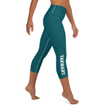 YAKWARY Turquoise Yoga Capri Leggings With Pocket