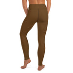 YAKWARY Brown Yoga Leggings With Pocket