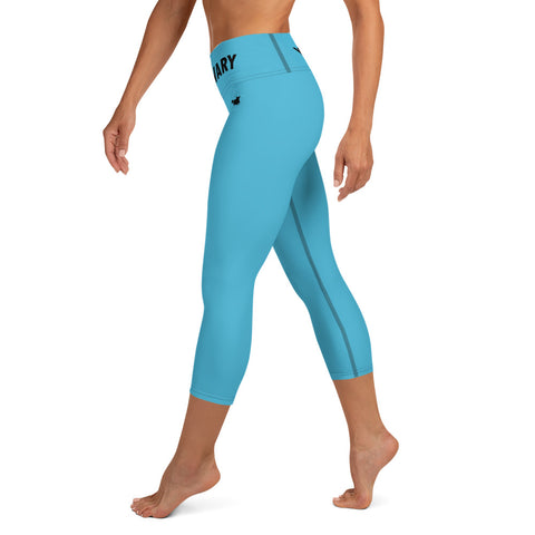 YAKWARY Blue Yoga Capri Leggings With Pocket