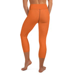 YAKWARY Orange Yoga Capri Leggings Without Pocket