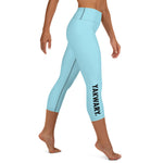 YAKWARY Blue Yoga Capri Leggings With Pocket