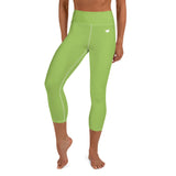 YAKWARY Green Yoga Capri Leggings With Pocket