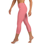 YAKWARY Pink Yoga Capri Leggings Without Pocket