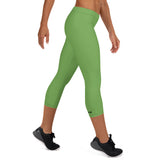 YAKWARY Women Green Capri Leggings