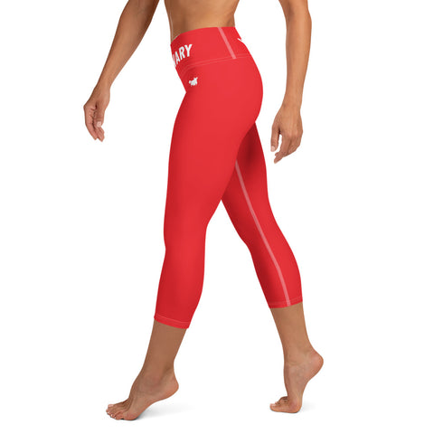 YAKWARY Red Yoga Capri Leggings With Pocket