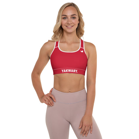 YAKWARY Women Red Padded Sports Bra