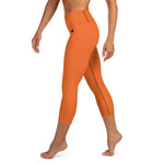 YAKWARY Orange Yoga Capri Leggings With Pocket