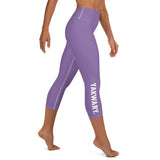 YAKWARY Purple Yoga Capri Leggings With Pocket