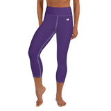 YAKWARY Purple Yoga Capri Leggings With Pocket