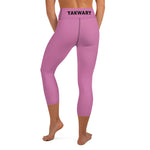 YAKWARY Pink Yoga Capri Leggings Without Pocket