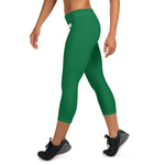 YAKWARY Women Green Capri Leggings