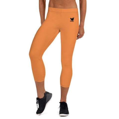 YAKWARY Women Orange Capri Leggings