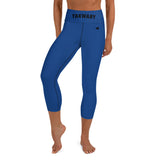 YAKWARY Blue Yoga Capri Leggings Without Pocket