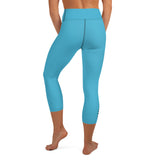 YAKWARY Blue Yoga Capri Leggings With Pocket