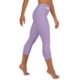 YAKWARY Purple Yoga Capri Leggings Without Pocket